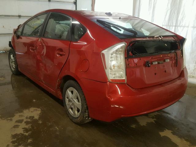 JTDKN3DU9A0023321 - 2010 TOYOTA PRIUS RED photo 3