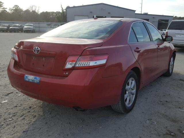 4T1BF3EK6BU119925 - 2011 TOYOTA CAMRY BASE RED photo 4