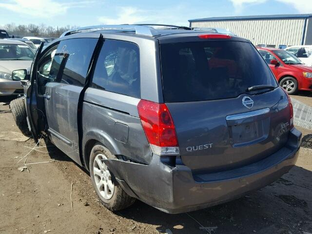 5N1BV28U78N117291 - 2008 NISSAN QUEST S GRAY photo 3