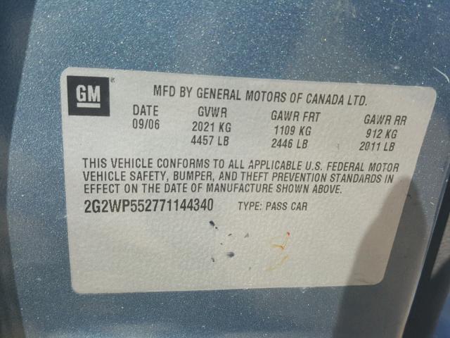 2G2WP552771144340 - 2007 PONTIAC GRAND PRIX GREEN photo 10