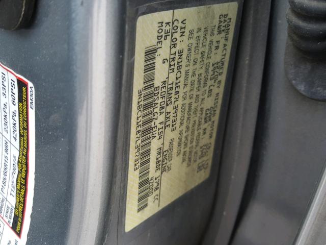 3N1BC11E87L397313 - 2007 NISSAN VERSA S GRAY photo 10