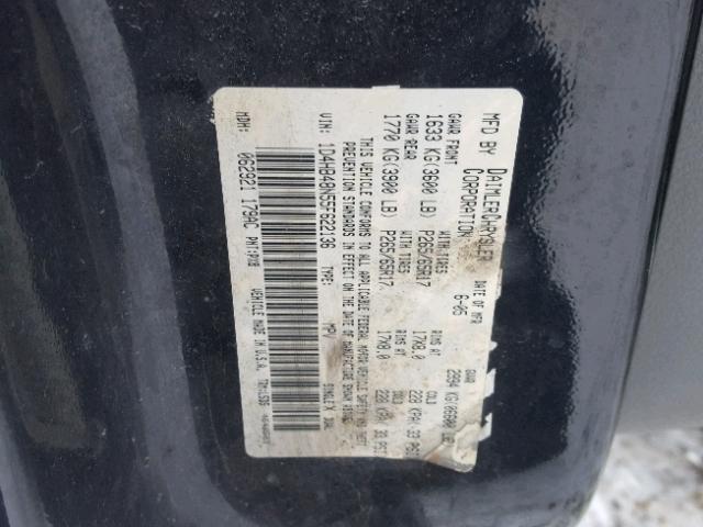 1D4HB48N55F622136 - 2005 DODGE DURANGO SL BLACK photo 10