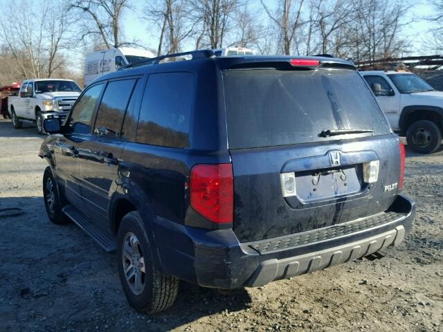 2HKYF18554H512286 - 2004 HONDA PILOT EXL BLUE photo 3