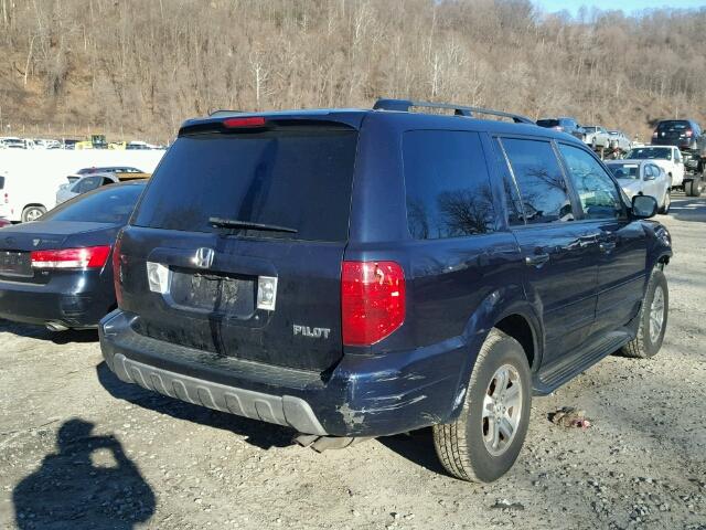 2HKYF18554H512286 - 2004 HONDA PILOT EXL BLUE photo 4