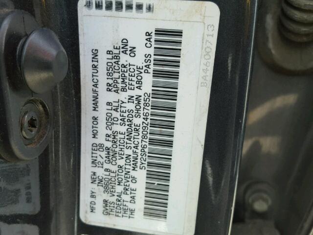 5Y2SP67809Z467852 - 2009 PONTIAC VIBE GRAY photo 10