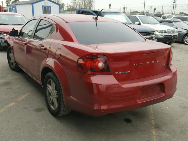 1C3CDZCB1CN230743 - 2012 DODGE AVENGER SX RED photo 3