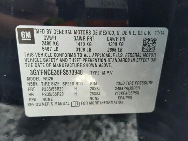 3GYFNCE36FS573948 - 2015 CADILLAC SRX PERFOR 黑色 照片 10