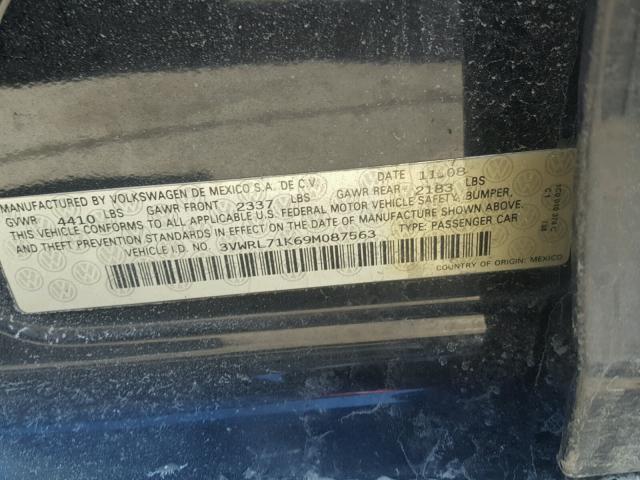 3VWRL71K69M087563 - 2009 VOLKSWAGEN JETTA TDI BLACK photo 10