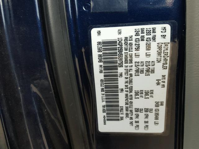 1D4GP25BX5B207526 - 2005 DODGE CARAVAN SE BLUE photo 10