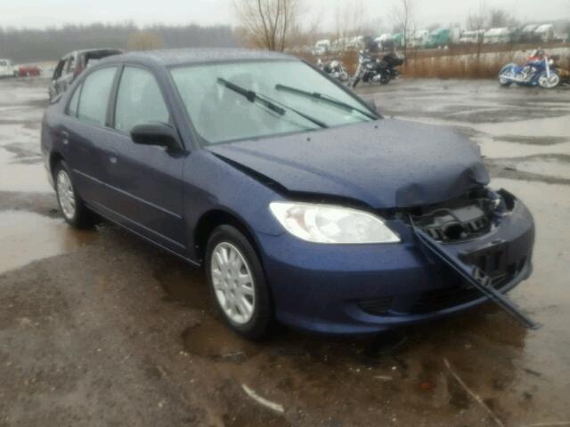 JHMES16585S007930 - 2005 HONDA CIVIC LX BLUE photo 1