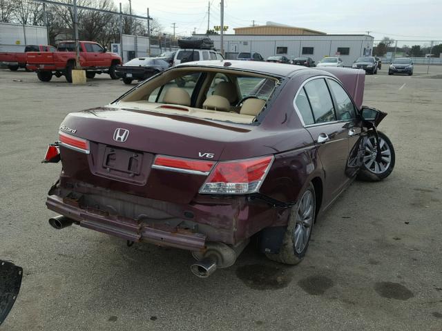 1HGCP3F82CA030625 - 2012 HONDA ACCORD EXL MAROON photo 4