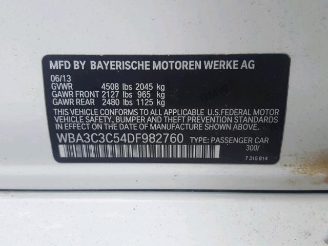 WBA3C3C54DF982760 - 2013 BMW 320 I WHITE photo 10