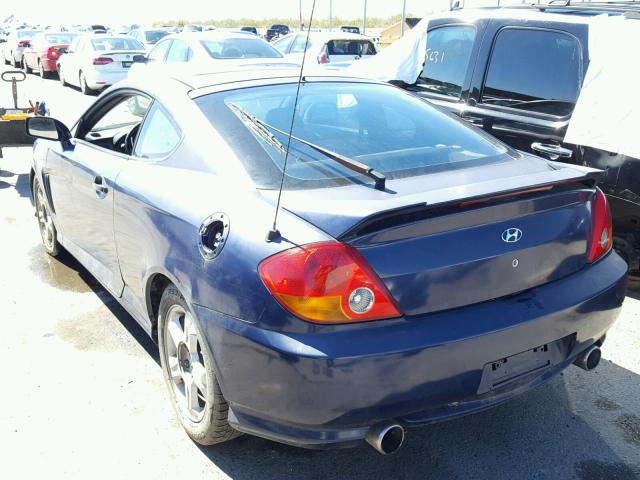 KMHHN65F53U080814 - 2003 HYUNDAI TIBURON GT BLUE photo 3