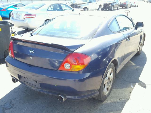 KMHHN65F53U080814 - 2003 HYUNDAI TIBURON GT BLUE photo 4