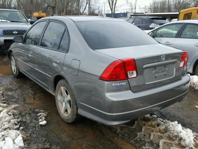2HGES26725H618506 - 2005 HONDA CIVIC EX ნაცრისფერი ფოტო 3