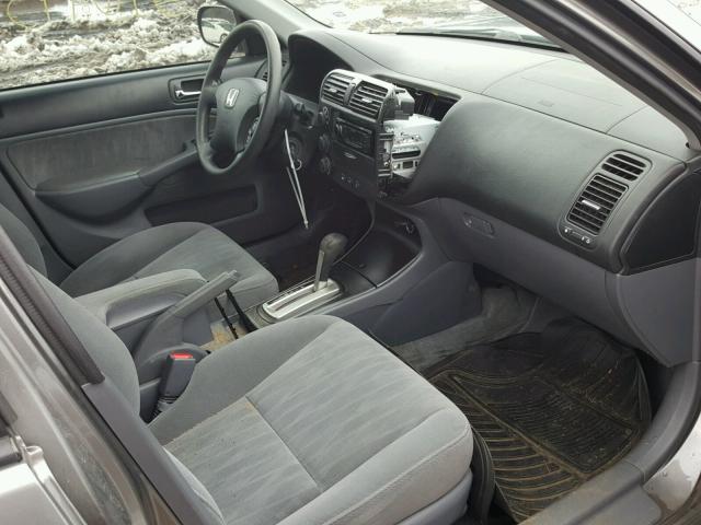 2HGES26725H618506 - 2005 HONDA CIVIC EX GRAY photo 5