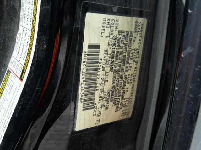 3N1BC13E49L363482 - 2009 NISSAN VERSA S BLACK photo 10