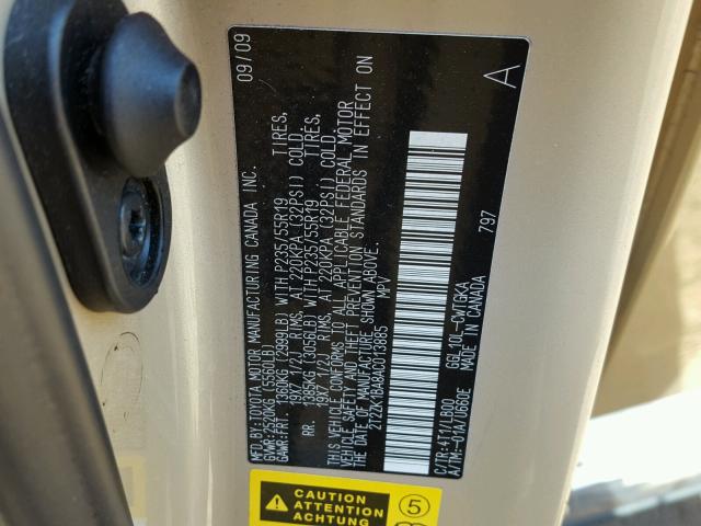 2T2ZK1BA8AC013885 - 2010 LEXUS RX 350 GOLD photo 10