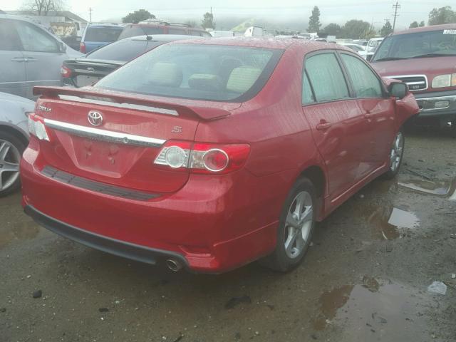 2T1BU4EEXDC986383 - 2013 TOYOTA COROLLA BA RED photo 4