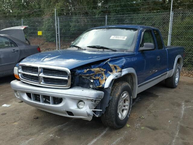 1D7GL42N44S521082 - 2004 DODGE DAKOTA SLT BLUE photo 2