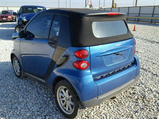WMEEK31X19K252923 - 2009 SMART FORTWO PAS 蓝色 照片 3