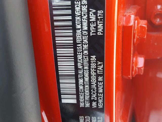 ZACCJAAB6HPF88184 - 2017 JEEP RENEGADE S RED photo 10