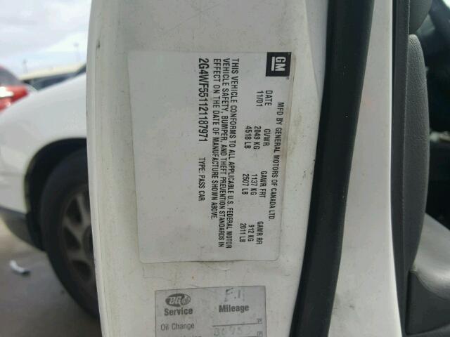 2G4WF551121187971 - 2002 BUICK REGAL GS WHITE photo 10