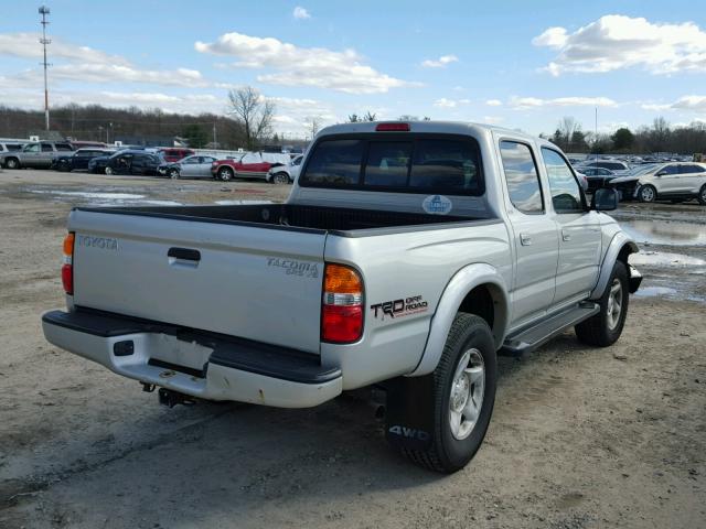 5TEHN72N84Z430449 - 2004 TOYOTA TACOMA DOU SILVER photo 4