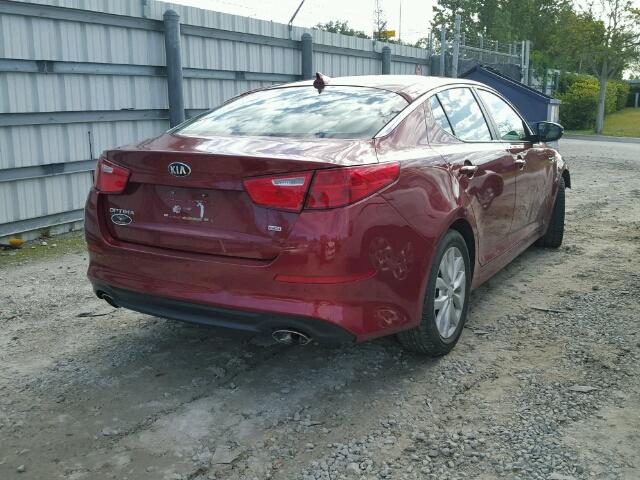 5XXGM4A79EG341215 - 2014 KIA OPTIMA LX RED photo 4