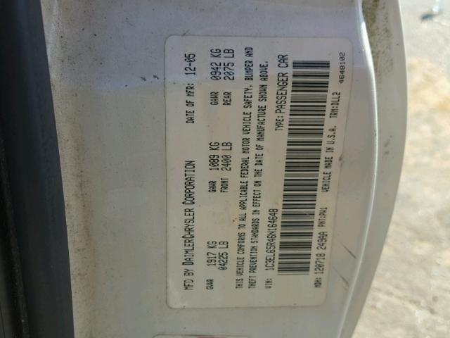 1C3EL65R46N164648 - 2006 CHRYSLER SEBRING LI WHITE photo 10