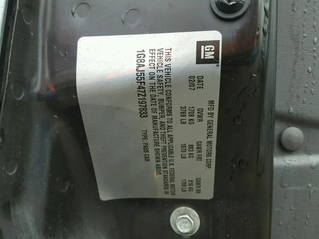 1G8AJ55F47Z197833 - 2007 SATURN ION LEVEL GRAY photo 10