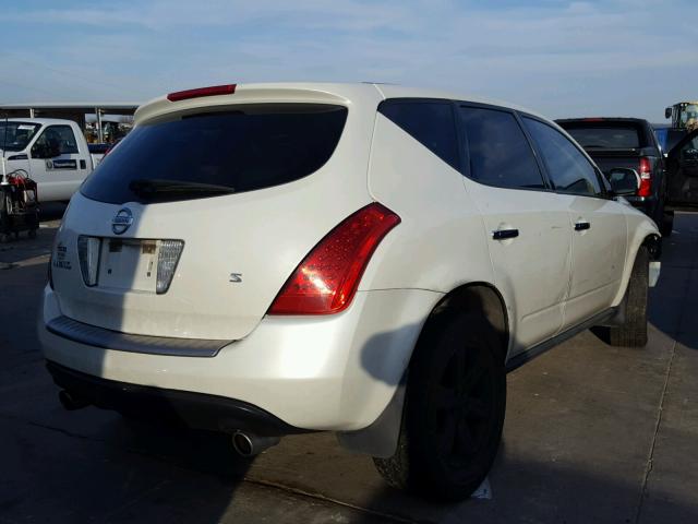 JN8AZ08T76W409275 - 2006 NISSAN MURANO SL WHITE photo 4