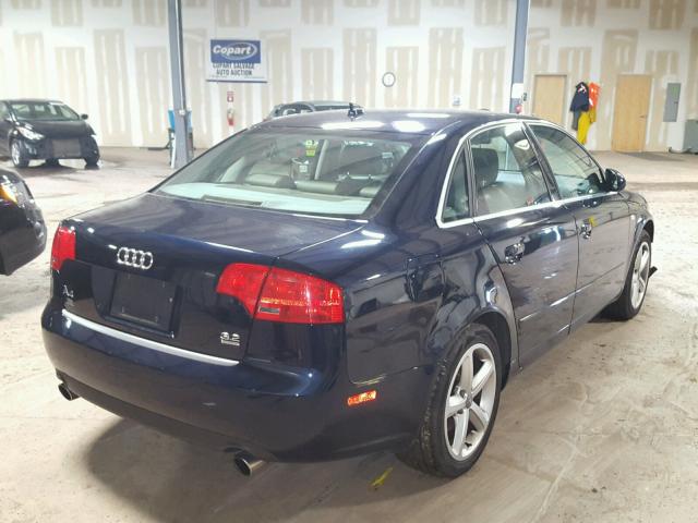 WAUDH78E97A254441 - 2007 AUDI A4 3.2 QUA BLUE photo 4