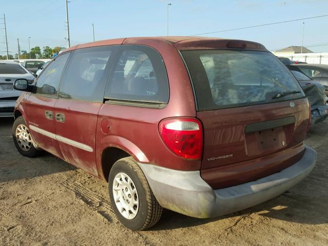 1C4GJ25B51B186500 - 2001 CHRYSLER VOYAGER BURGUNDY photo 3