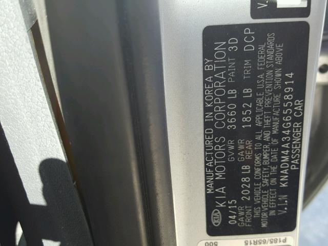KNADM4A34G6558914 - 2016 KIA RIO LX Արծաթագույն լուսանկար 10