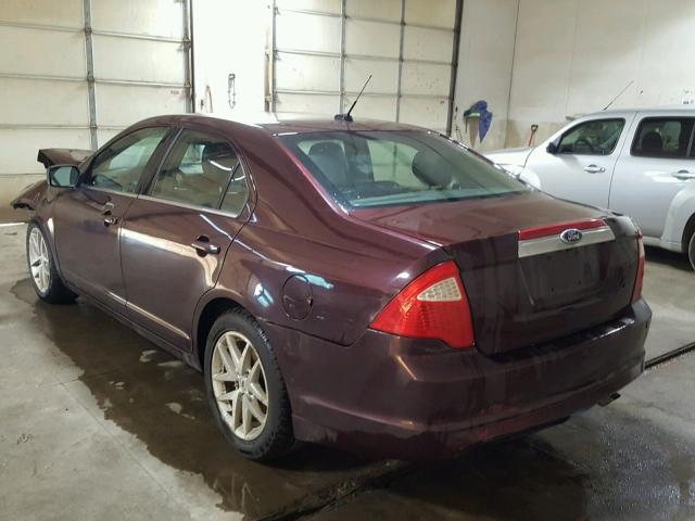 3FAHP0JA0BR165478 - 2011 FORD FUSION SEL BURGUNDY photo 3