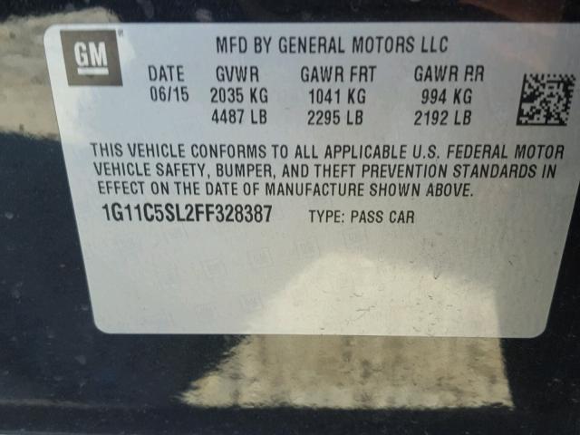 1G11C5SL2FF328387 - 2015 CHEVROLET MALIBU 1LT 黑色 照片 10