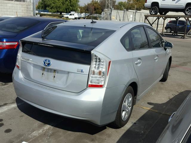 JTDKN3DUXB5347706 - 2011 TOYOTA PRIUS SILVER photo 4