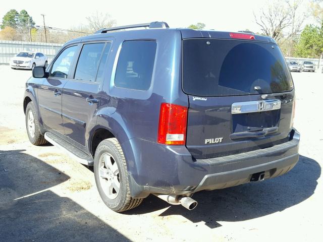 5FNYF3H51AB009733 - 2010 HONDA PILOT EXL BLUE photo 3