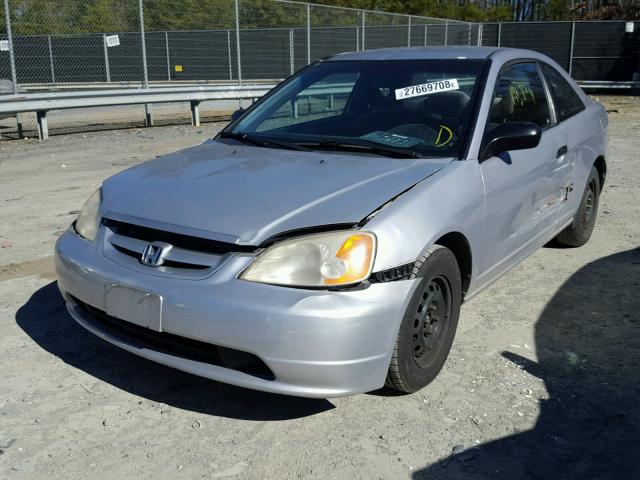 1HGEM22252L070973 - 2002 HONDA CIVIC DX SILVER photo 2