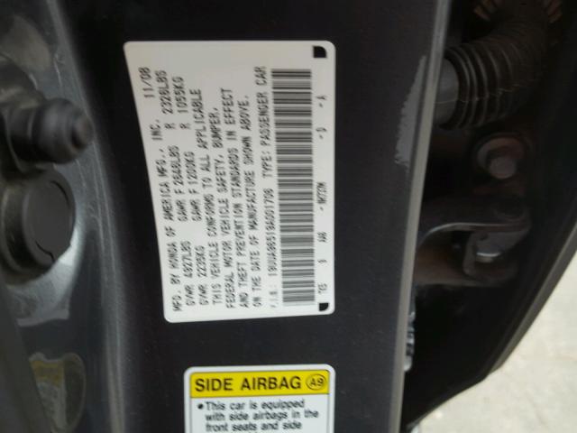 19UUA96519A001706 - 2009 ACURA TL GRAY photo 10