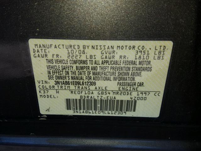 3N1AB61E09L612309 - 2009 NISSAN SENTRA 2.0 BROWN photo 10