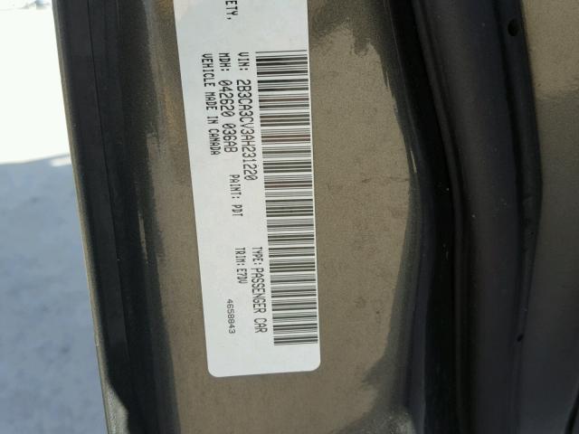 2B3CA3CV3AH231220 - 2010 DODGE CHARGER SX GRAY photo 10