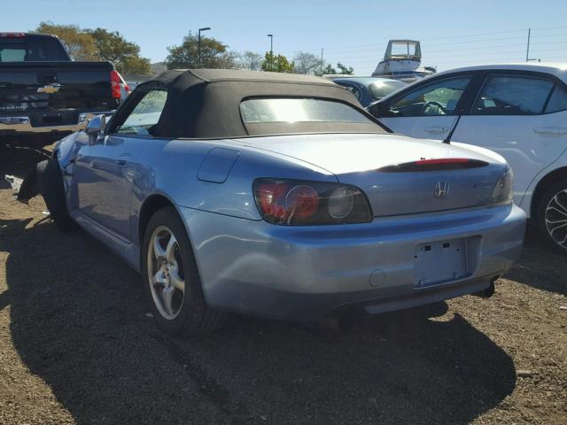 JHMAP11473T002692 - 2003 HONDA S2000 BLUE photo 3