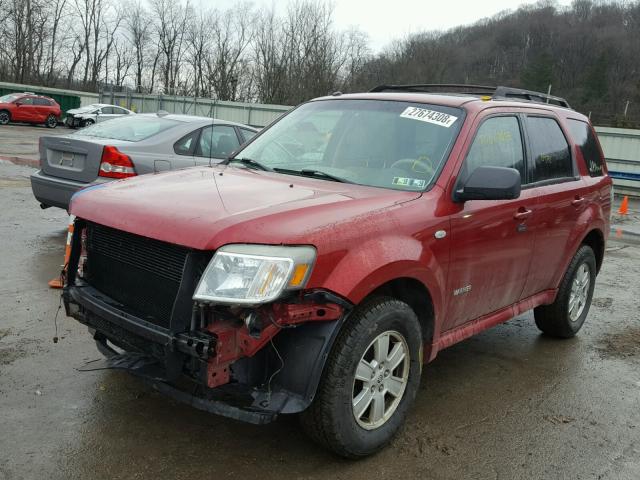 4M2CU81Z38KJ49252 - 2008 MERCURY MARINER RED photo 2