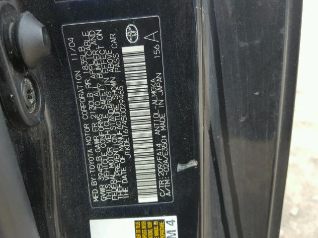 JTKDE167450029465 - 2005 TOYOTA SCION TC 黑色 照片 10