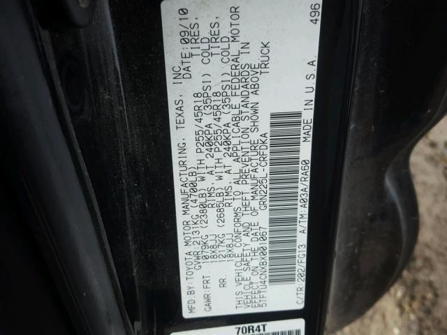 5TFTU4CNXBX001067 - 2011 TOYOTA TACOMA X-R 黑色 照片 10