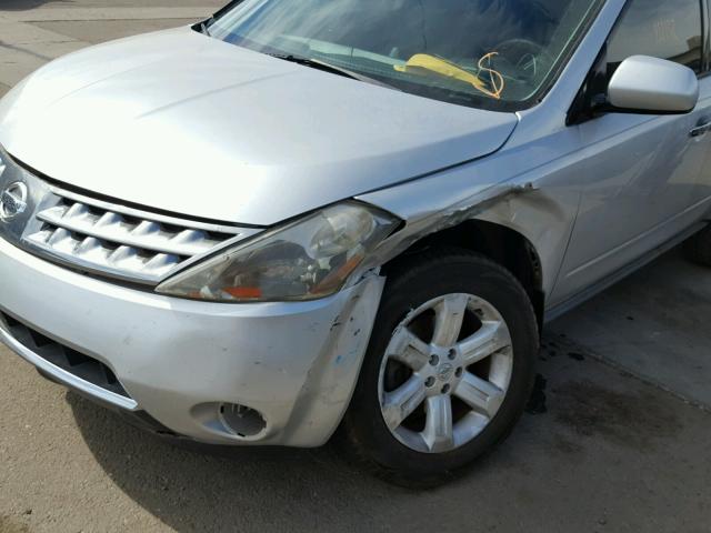 JN8AZ08T96W413859 - 2006 NISSAN MURANO SL SILVER photo 9