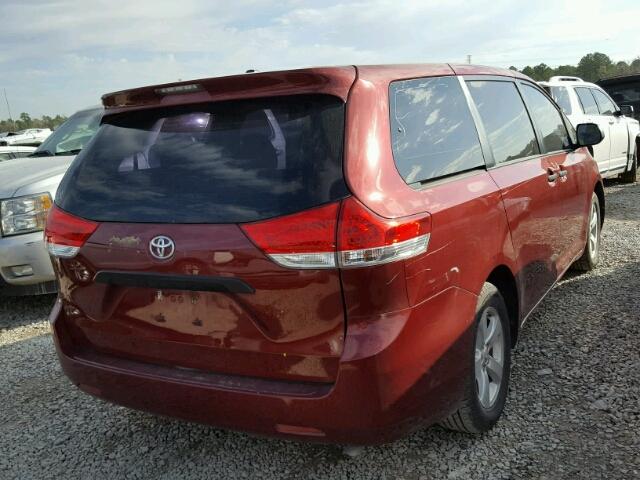 5TDZK3DC0DS399258 - 2013 TOYOTA SIENNA BAS BURGUNDY photo 4