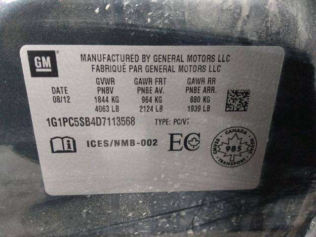 1G1PC5SB4D7113568 - 2013 CHEVROLET CRUZE LT CHARCOAL photo 9